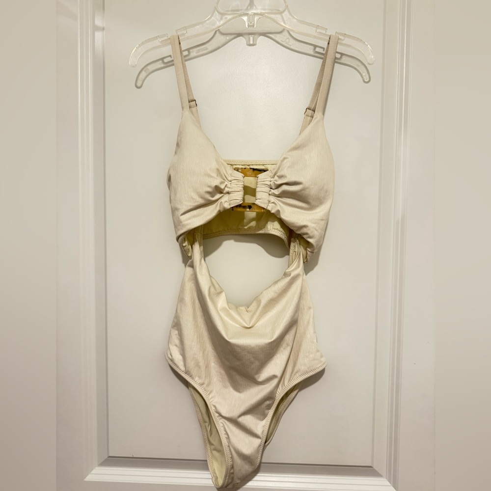 Cream Cutout One-Piece Swimsuit